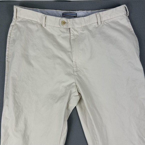 Peter Millar Pants Mens 38 Off-White Pima Cotton Chino Flat Front Golf Casual - Picture 4 of 11